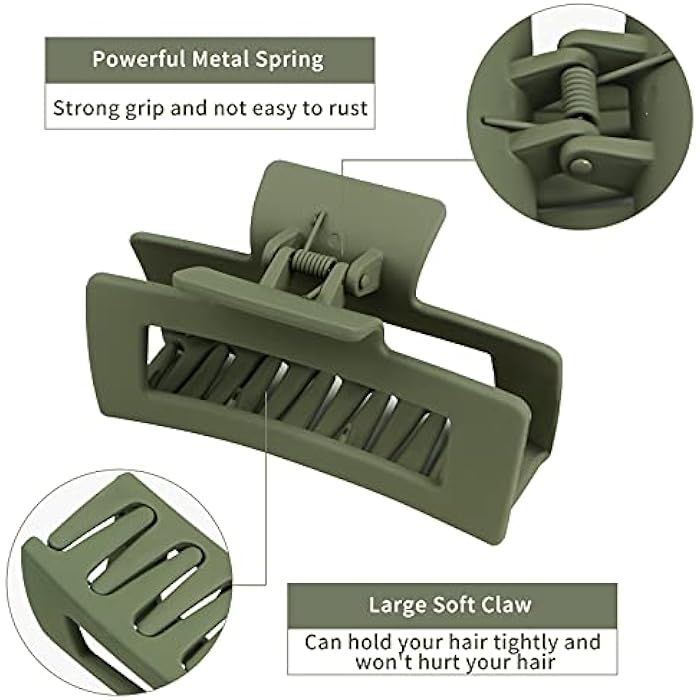 Auseibeely 6 Pack Medium Claw Clips, Hair Claw Clips for Women Girls, 3.5 Square Non-slip Hair Clips, Rectangle Claw Hair Clips, Matte Hair Claws Hair Styling Accessories Banana Hair Jaw Clip for Thin Hair - Image 2
